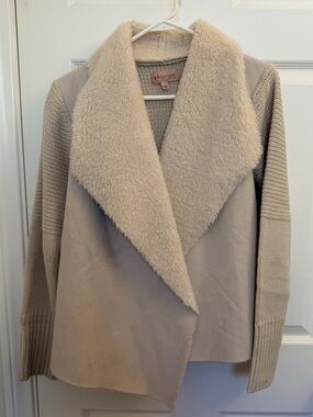 Philosophy Cozy Cream Open-Front Sherpa Collar Sweater